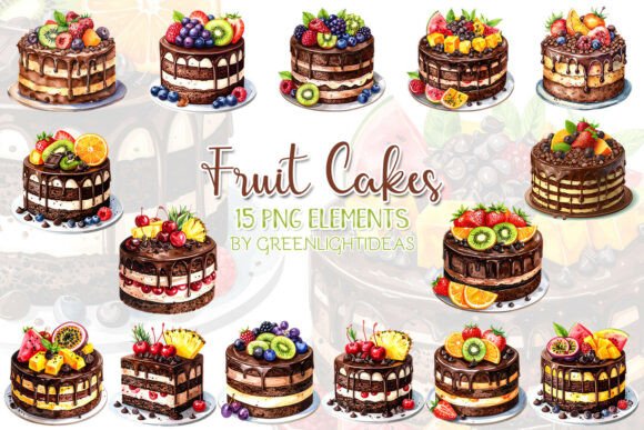 Download Fruit Cakes Clipart, Chocolate Desserts - Premium Bundle