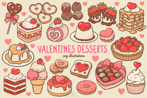 Download Kawaii Valentines Desserts Clipart - Premium Resources