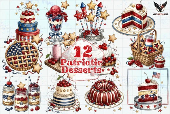 Download Patriotic Desserts Watercolor PNG - Desserts Collection