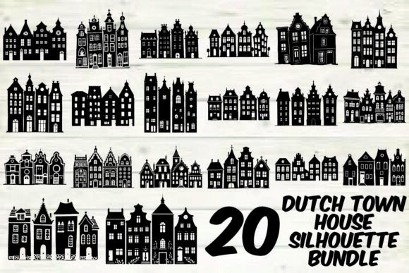 Download Dutch Town House Silhouette Bundle - Premium Resources