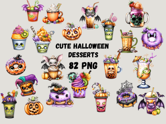 Download Cute Halloween Desserts PNG Bundle - Premium Resources