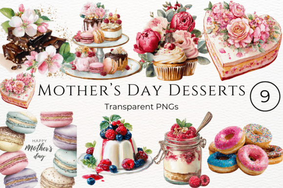 Download Mothers Day Desserts Watercolor Clipart - Premium Resources